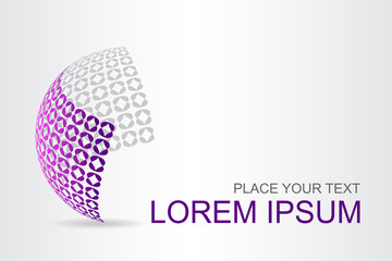 Logo stylized spherical surface with abstract shapes