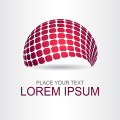 Logo stylized spherical surface with abstract shapes