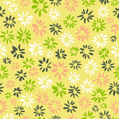 Ink seamless pattern with  flowers in sketchy style. Artistic background