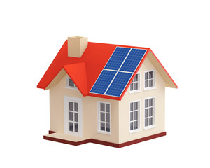 House with solar panels on a roof