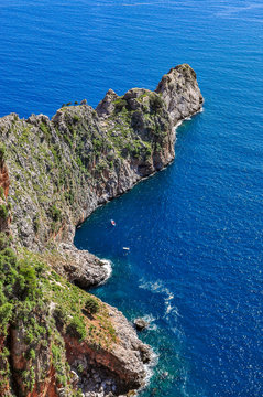 Magnificent view from Alanya castle at the peninsula, Turkey