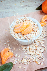 Oats and tangerine selective focus