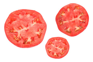 Fresh red tomato slice isolated on white background