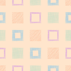 Seamless vector geometrical pattern, endless background with hand drawn textured geometric figures. Graphic illustration Template for wrapping, web backgrounds, wallpaper