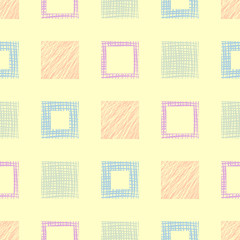 Seamless vector geometrical pattern, endless background with hand drawn textured geometric figures. Graphic illustration Template for wrapping, web backgrounds, wallpaper