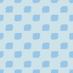 Repeated blue spots painted with a brush. Seamless pattern.