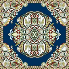 Gordijnen Traditional ornamental floral paisley bandanna © Kara-Kotsya
