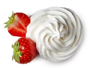 Behangcirkel Whipped cream and strawberries © baibaz