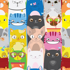 bright pattern of multicolored cats