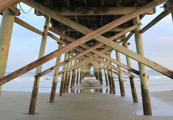 Obraz premium sunset beach, NC pier