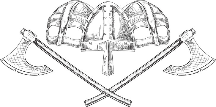 Viking helmets and axes