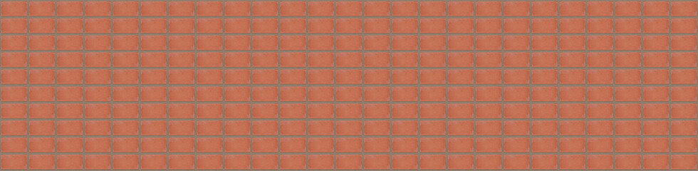 long wall background pattern panorama of red bricks with cement strips