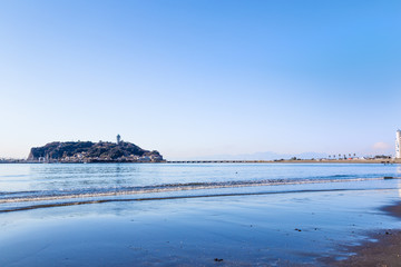 The Enoshima and Koshigoe coast. Located in Kamakura, Kanagawa Prefecture Japan.