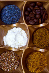 Close-up shooting of girts and spices placed in the box