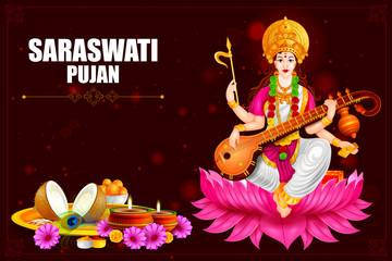 Goddess Saraswati for Vasant Panchami Puja of India