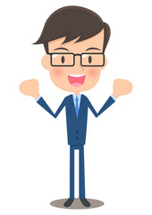 男性会社員　ガッツポーズ