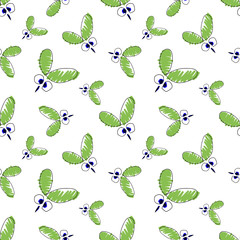Seamless vector pattern with insect. Cute hand drawn endless background with childish mosquito. Series of Doodle, Cartoon and Sketch vector seamless patterns.
