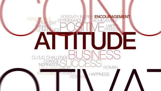 Attitude animated word cloud, text design animation. Kinetic typography.