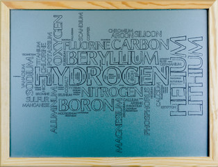 Obraz premium Word cloud of periodic element written on chalkboard