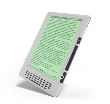 E-book reader 3d render image on white