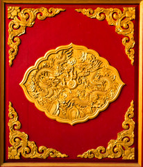 Golden dragon carved