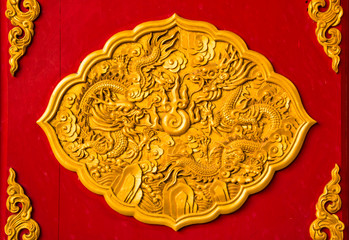 Golden dragon carved