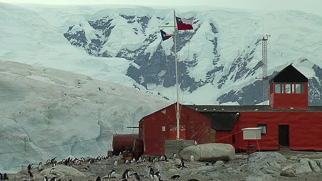 Chilean flag in Presidente Videla station. Antarctica