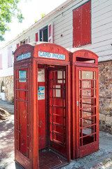 Two Old Red Phone Booths