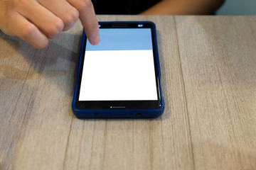 Girl using smart phone in cafe