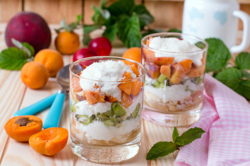 Fruit salad closeup with berries