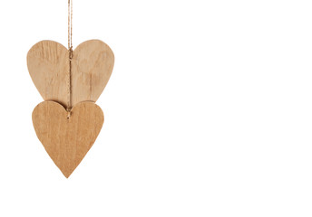 Wood hearts close up