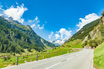 view of the nufenen road in switzerland