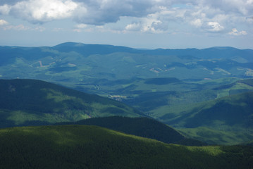 Naklejka premium Mount, Carpathian Mountains, sky, clouds, mountain, nature, clouds, grass, summer, air, spring