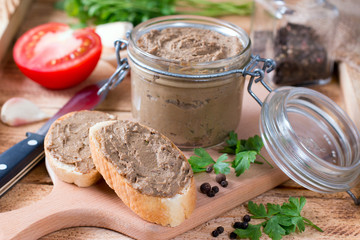 Sandwiches with homemade chicken liver pate