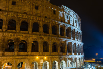 Fototapeta na wymiar View Colosseum Rome during light show