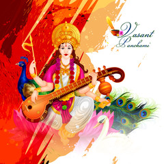 Obraz na płótnie Canvas Goddess Saraswati for Vasant Panchami Puja of India