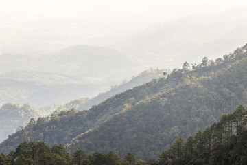 Layers of mountain landscape in Chiang Mai, Thailand