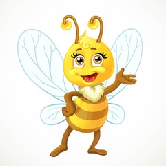 Cute bee stand on a white background