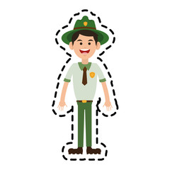 Forest ranger man icon over white background. colorful design. vector illustration