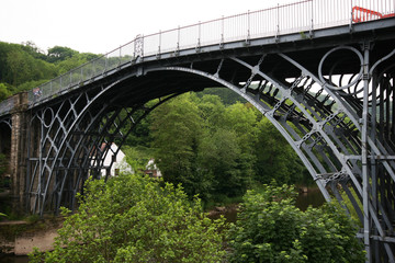 The ironbridge in the village of ironbridge, telford, shropshire, UK. The world's first bridge...