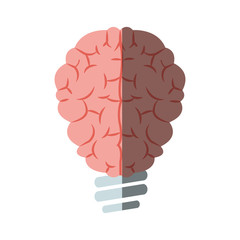 human brain on bulb light shape over white background. colorful design. vector illustration