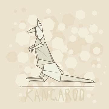 Vector illustration paper origami of kangaroo.