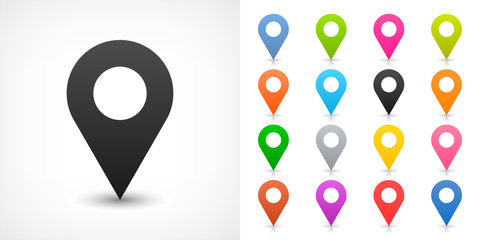 Color map pin sign location icon in flat style - 134738647