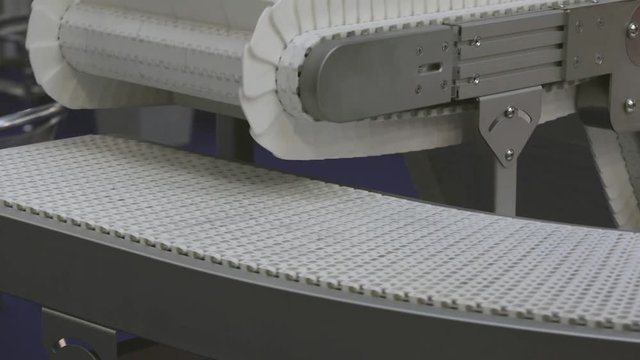 Empty Conveyor Belt Transport System in Factory