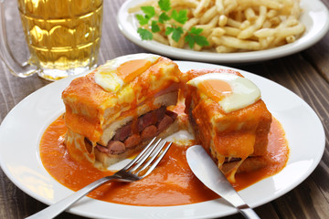 homemade francesinha, portuguese sandwich