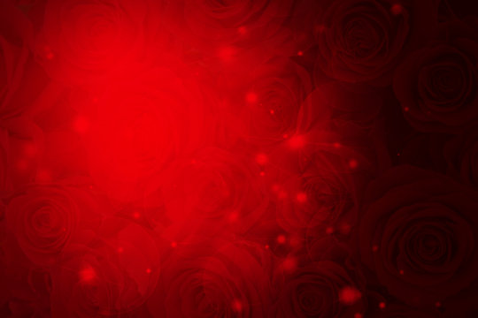 Vibrant Red Valentines Day Background With Roses And Sparkles