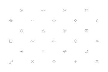 White geometric pattern with gray simple signs
