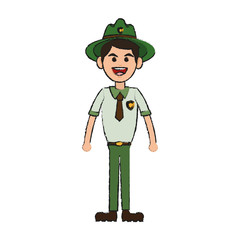 happy Forest ranger icon over white background. colorful design. vector illustration