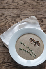 Portion of creamy mushroom soup