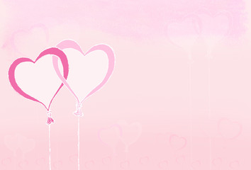 Fototapeta na wymiar Heart shaped balloons with light background